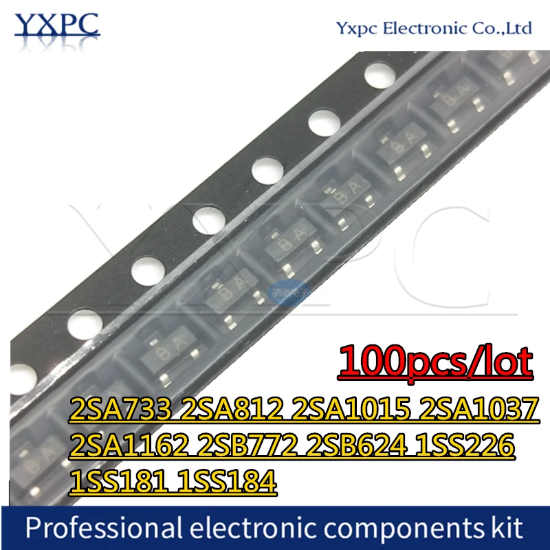 

100pcs 2SA733 CS 2SA812 M6 2SA1015 BA 2SA1037 FR 2SA1162 SG 2SB772 B772 2SB624 BV4 1SS226 C3 1SS181 A3 1SS184 B3 SOT-23