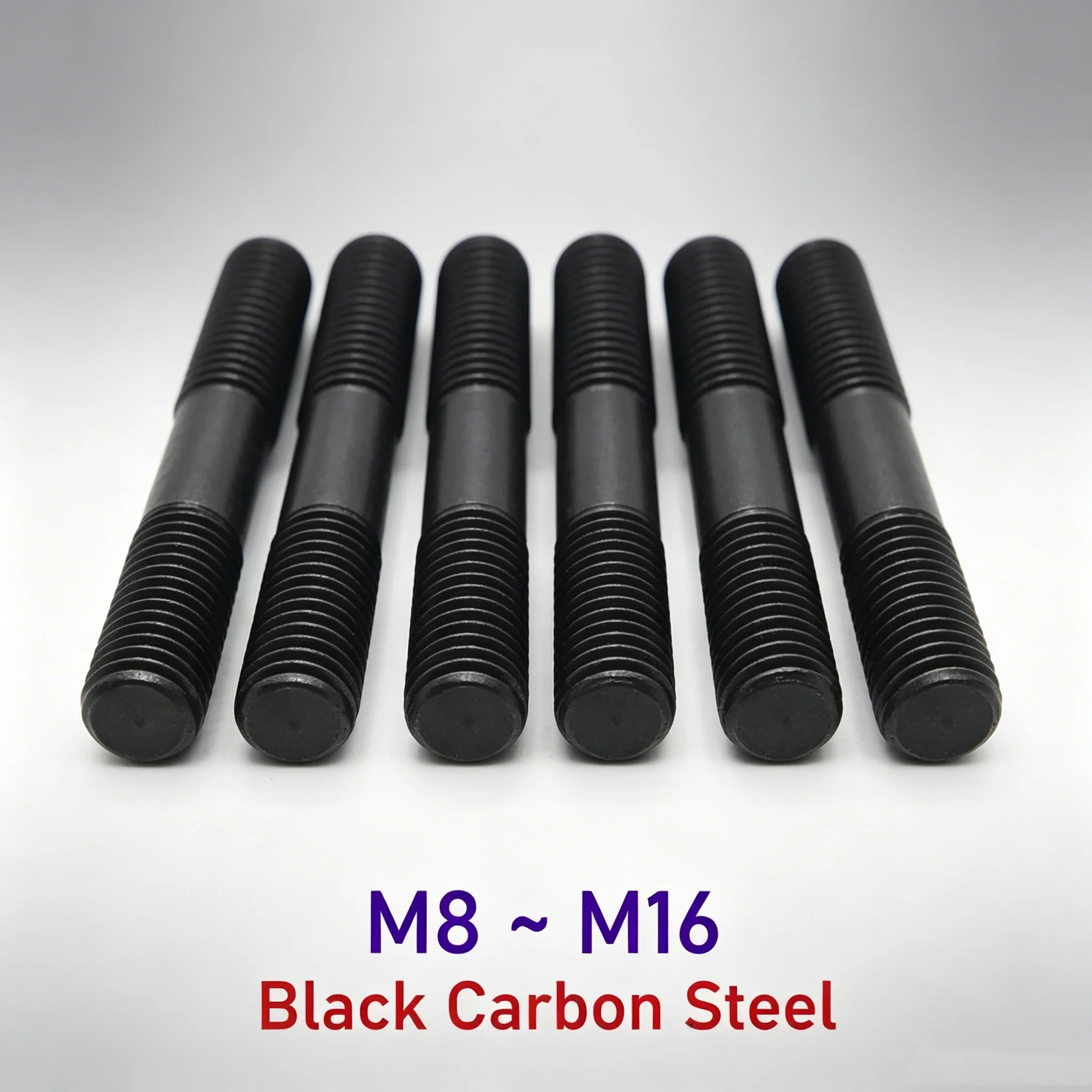Double Thread Stud Bolt Screw GB901 Grade 8.8 Black Carbon Steel Studding Rod M8 M10 M12 M14 M16 High Strength Fastener