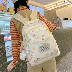 Ins Cute School Bags for Girls 2023 New Cartoon Duck Dog Printing Student Backpacks Large Trend Travel Backpack Laptop Bag Bolsa