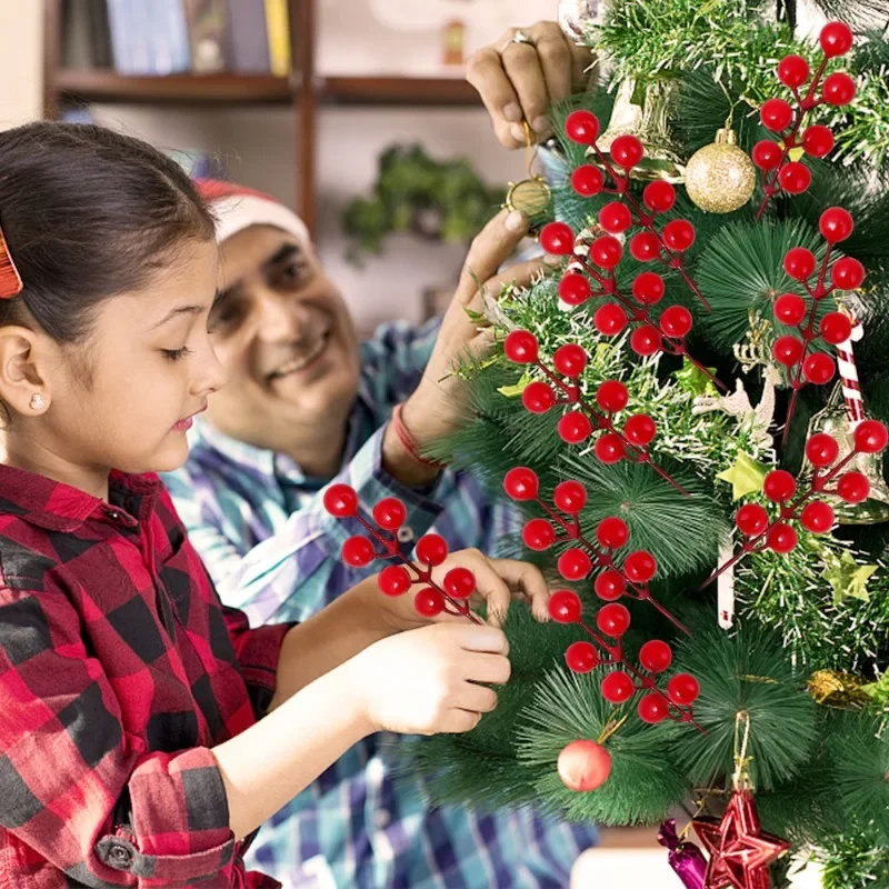 7 Head Artificial Red Berries Stems Christmas Fake Holly Berry Flowers for Xmas Tree Ornaments DIY Wreath Party Decor Wholesale - Image 5