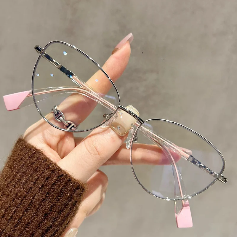 Korean version cat-eye style large-frame decorative glasses for women, anti-blue light glasses