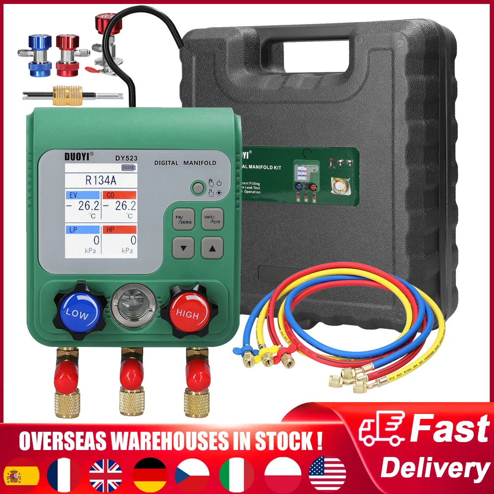 

DY523 Digital Distributor Gauge A/C Refrigerant Fluoride Meter Vacuum Manometer Automotive Refrigerant Repair Vacuum Meter
