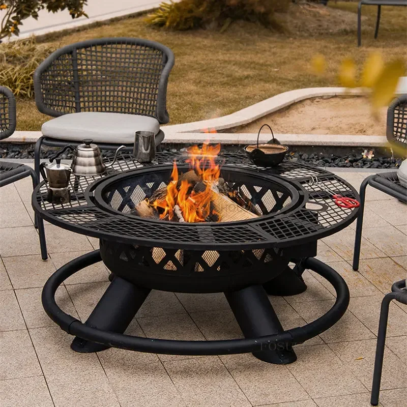 Nordic Iron  Fire Pit for Outdoor Heater Charcoal Brazier Creative Multifunction Camping Outdoor Barbecue Charcoal Braziers