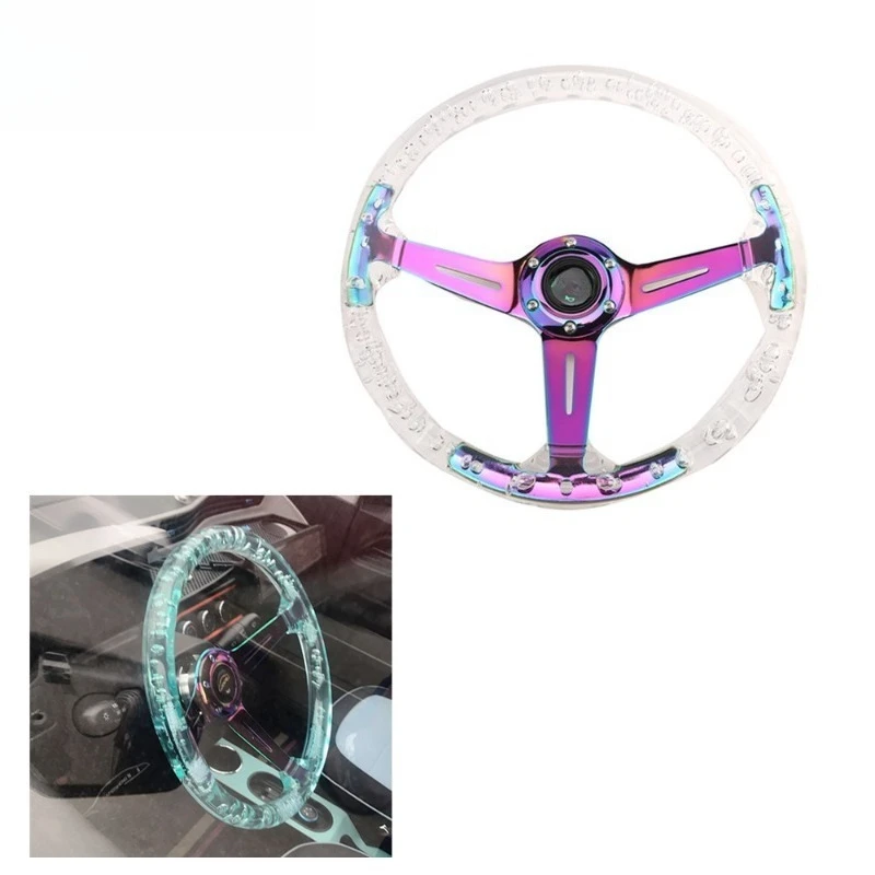Suitable for car modification accessories acrylic transparent bubble steering wheel 14 inch 350mm racing sports steering wheel