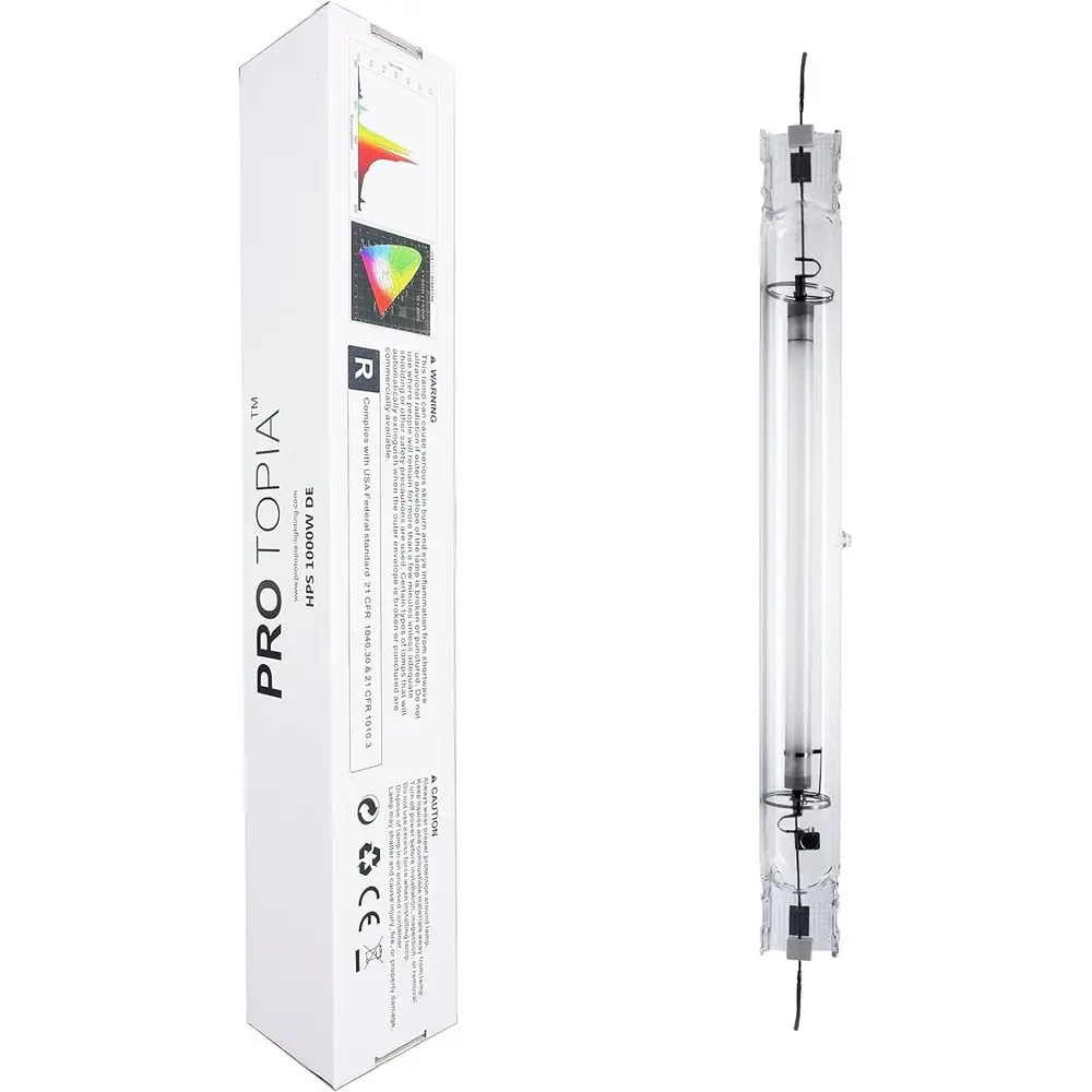 

Лампа для растений HPS1000W с двойным цоколем, высоконапорная натриевая лампа для выращивания растений, улучшенный теплый спектр PAR, CCT 2100K, для роста растений