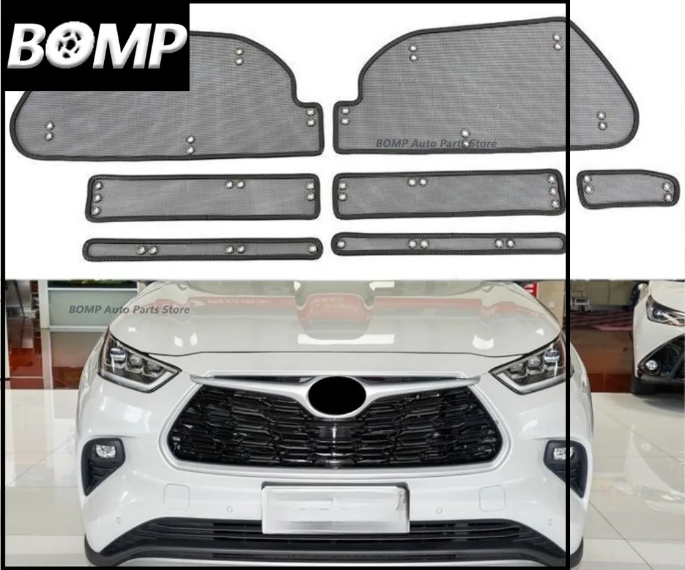 Новинка для Toyota Highlander / Kluger 2020-2024, передняя решетка автомобиля, сетка от насекомых, защитная вставка, сетка, комплект внешних аксессуаров
