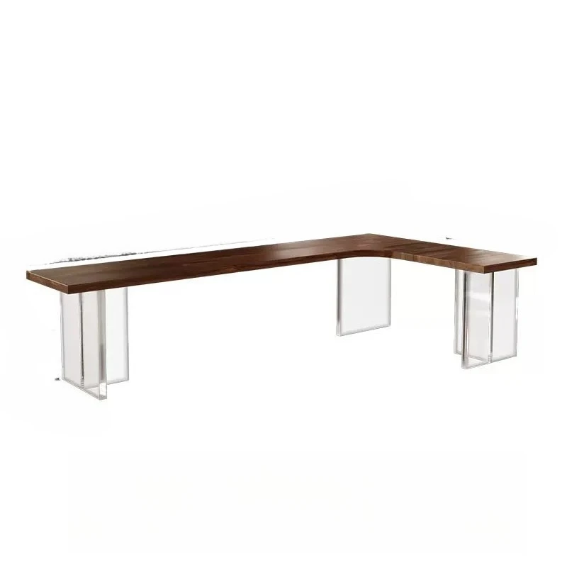 

Acrylic suspension corner solid wood integration, study L-shaped double computer desk corner office