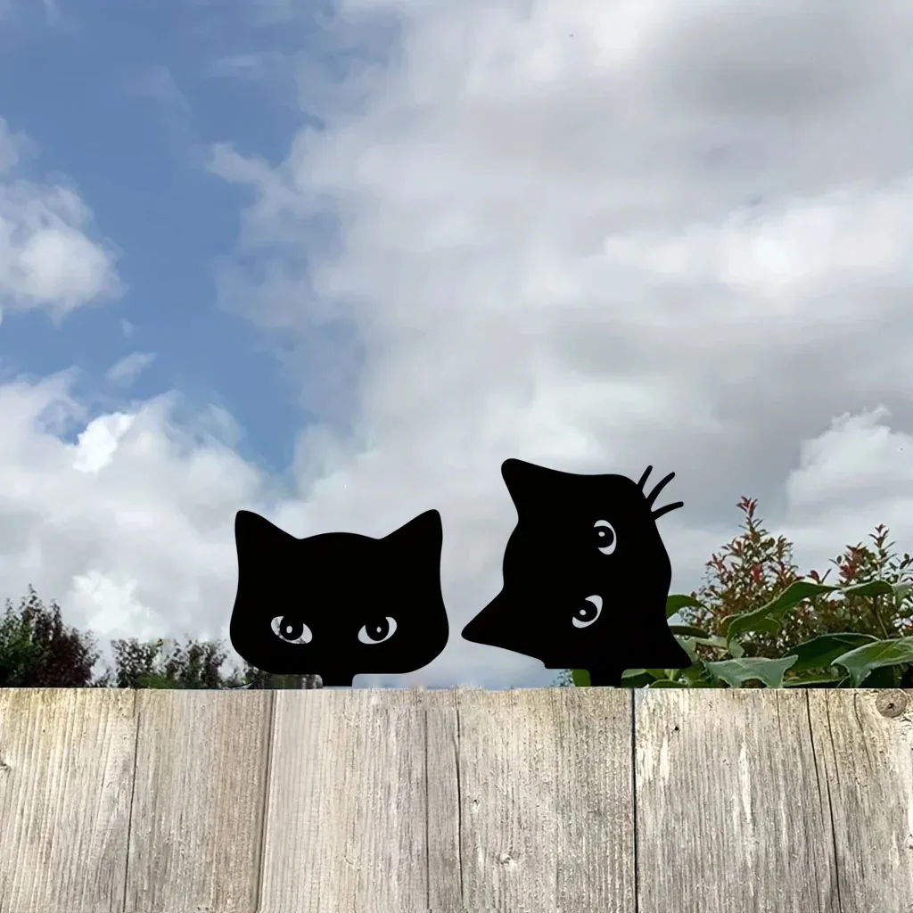 

2pcs Silhouette Peeping Cat Metal Plug-in Garden Yard Art Halloween Decor Farmhouse Home Decor garden yard decor outdoor Gift