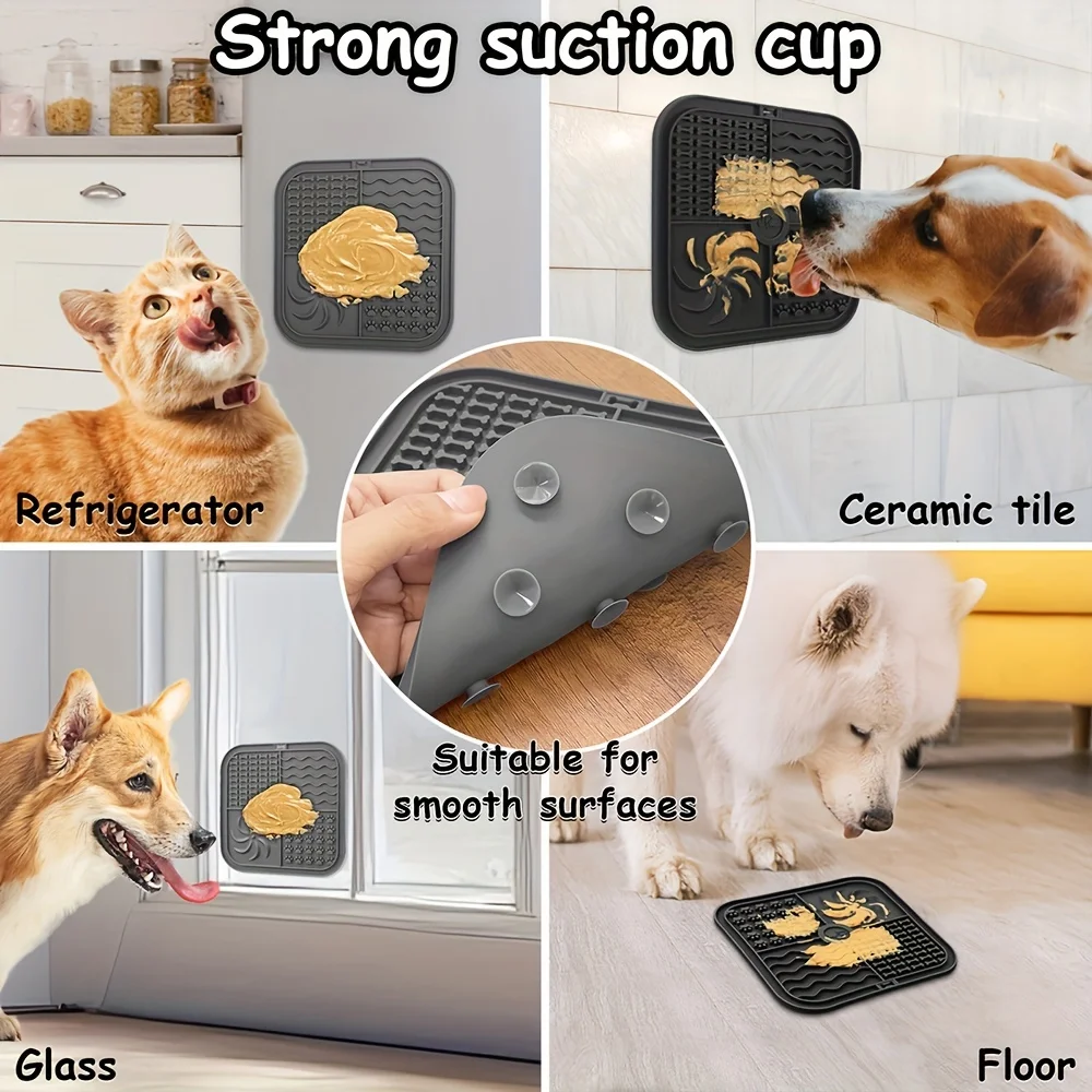 Silicone Slow Feeder Mat Pet Lick Pet Slow Food Plate Bathing Distraction Silicone Dog Sucker Food Training Dog Feeder Supplies