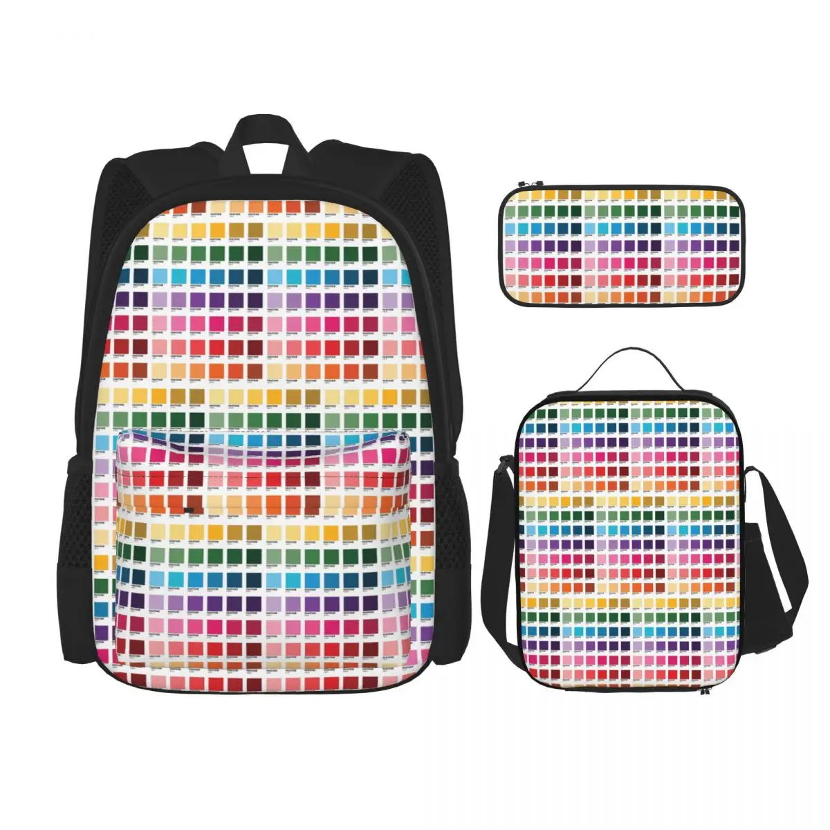 Shades Of Pantone Colors Backpacks Kids Bookbag School Bags Rucksack Lunch Bag Pen Bag Three-Piece Set