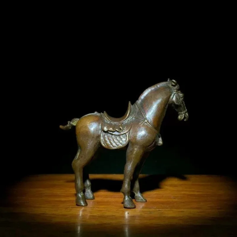 Solid Alloy Small Tang Dynasty Horse Figurine with Saddle, Horse Stallion Antique Item Wholesale Dropshipping