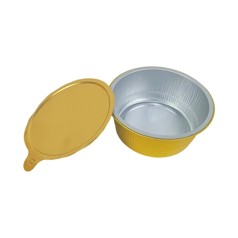 Gold Round Aluminum Foil Containers 450ml Thickened Disposable Baking Pans Heat Resistant Foil Bowls for Food Packing 50/100pcs