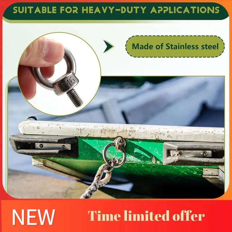 ABHU 10 шт. подъемный болт с проушиной, винт из нержавеющей стали 304, серебристый, сверхмощный M6 для подъема троса