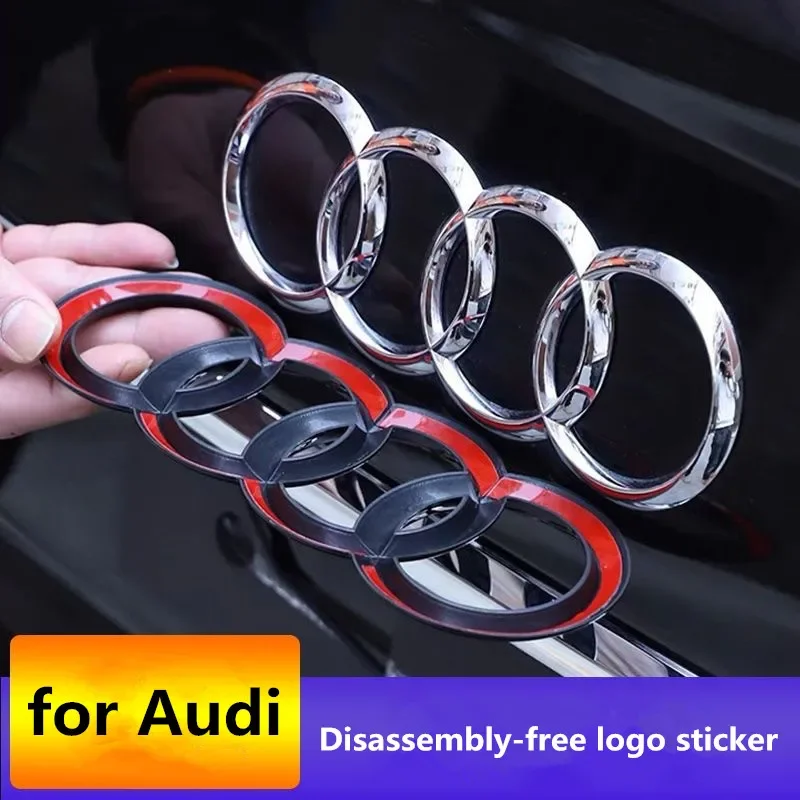 Modified four-ring black logo Audi A4 A3 A5 A7 Q3 Q5 Q7 Q2 A6 logo directly covers the front logo decorative accessories sticker