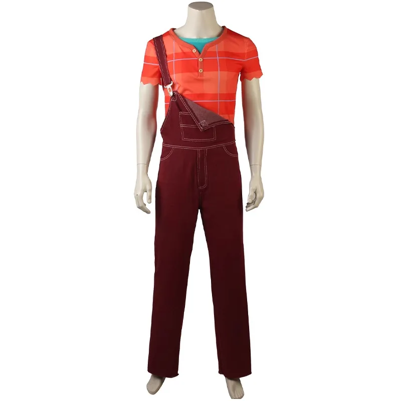 

Men Wreck It Ralph Cosplay Overall Costumes for Halloween Tv&Movie Role Play Jumpsuit Outfit Set for Party