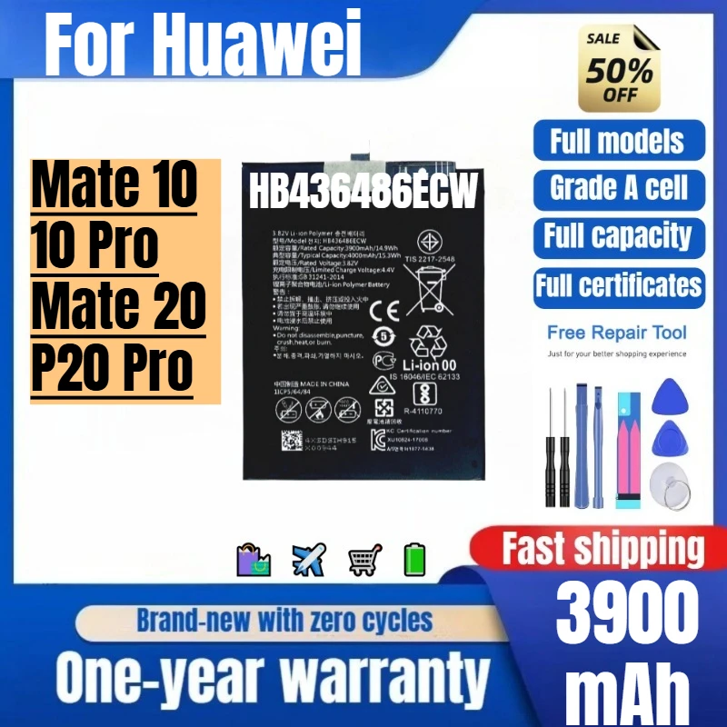 HB436486ECW for Huawei Mate10/10Pro/Mate20/P20Pro Phone Battery High Quality Capacity Replacement Bateria Grade A Cell with Tool