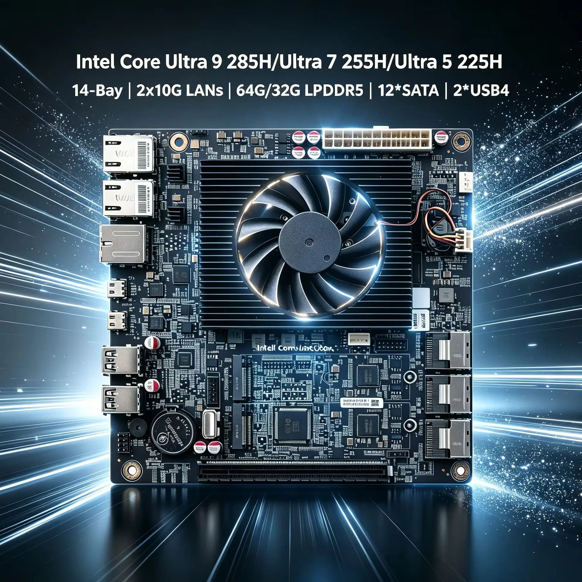 

Topton 14-Bay 2x10G LANs NAS Motherboard Intel Ultra 9 285H 7 255H 64G/32G LPDDR5 Max 12*SATA 2*NVMe 2*USB4 Gaming PC Mainboard