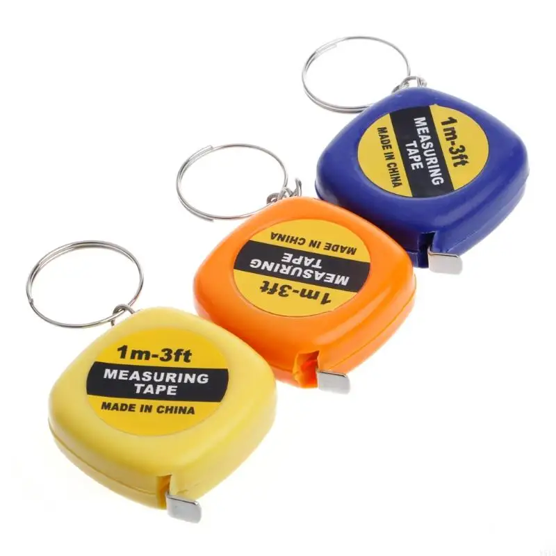 Y51B Easy Retractable Ruler Tape Measure Mini Portable Pull Ruler Keychain 1m/3ft