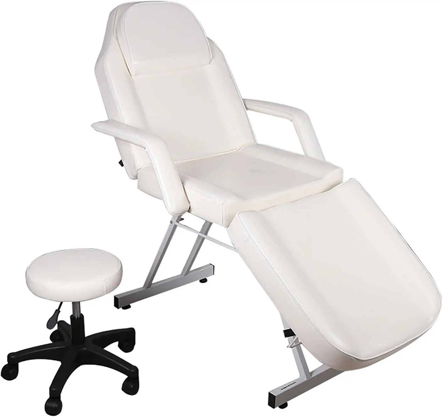 

3-Section Spa Massage Table with Hydraulic Stool 73-inch Adjustable Tattoo Chair with Removable Headrest Salon Chair Facial Bed