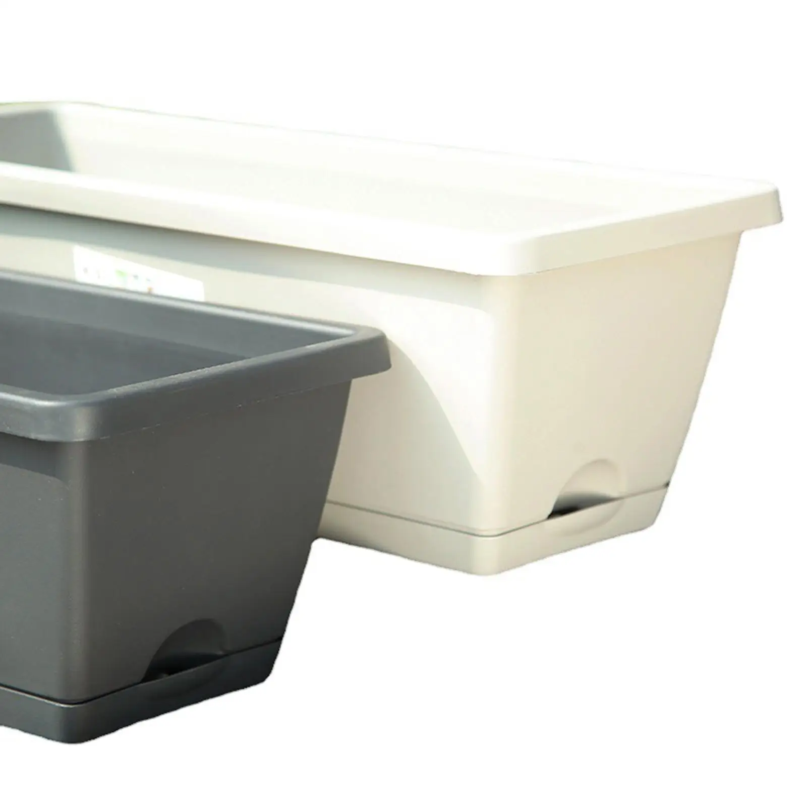 Plant Planter Flower Pots Rectangular Plastic Window Box Planter with Drainage for Home Garden and Vegetable Planting