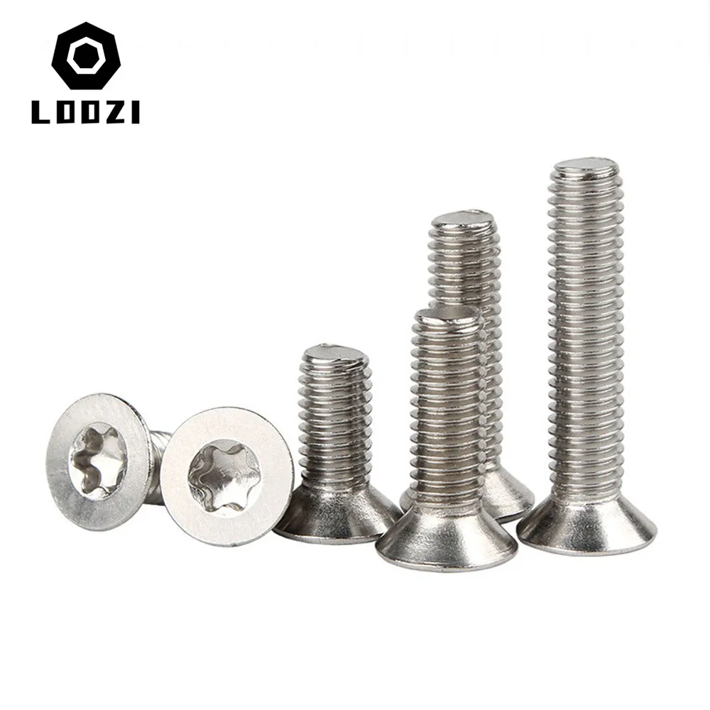 5/10/50 Stück M1,4 M1,6 M2 M2,5 M3 M4 M5 M6 M8 304 A2-70 304 Edelstahl GB2673 Sechs Lappen Torx Flachsenkkopfschraube Bolzen – Detail 5