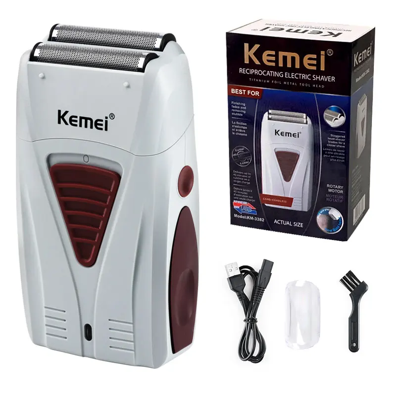 Kemei-3382Professional Rechargeable Hair Clipper 0mm Bareheaded Hair Removal Razor High Quality Electric Shaver for Men Cordless