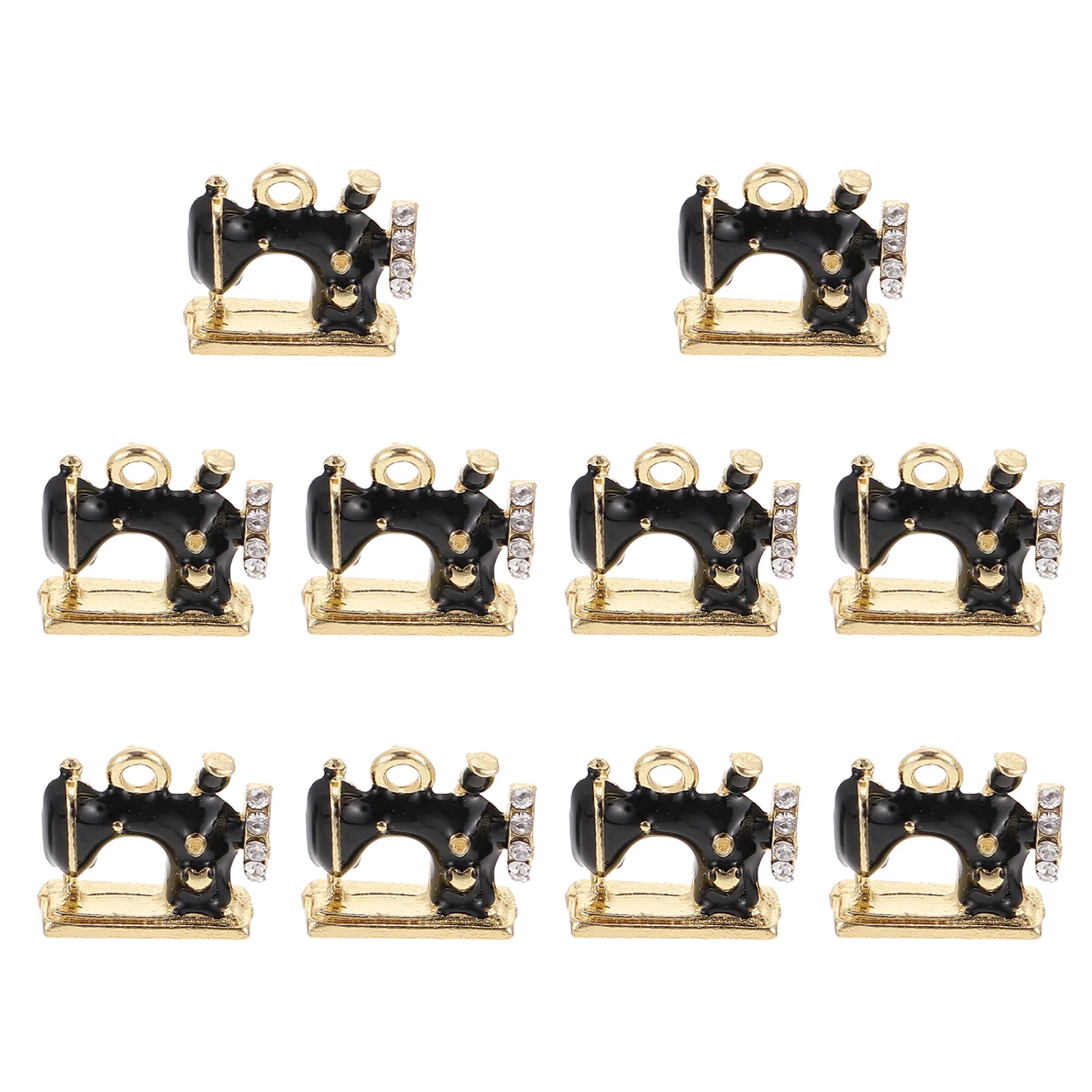 

10pcs Retro Sewing Machine Pendants DIY Alloy Jewelry Accessories Black Key Chain Decorations Wind Chimes Charms