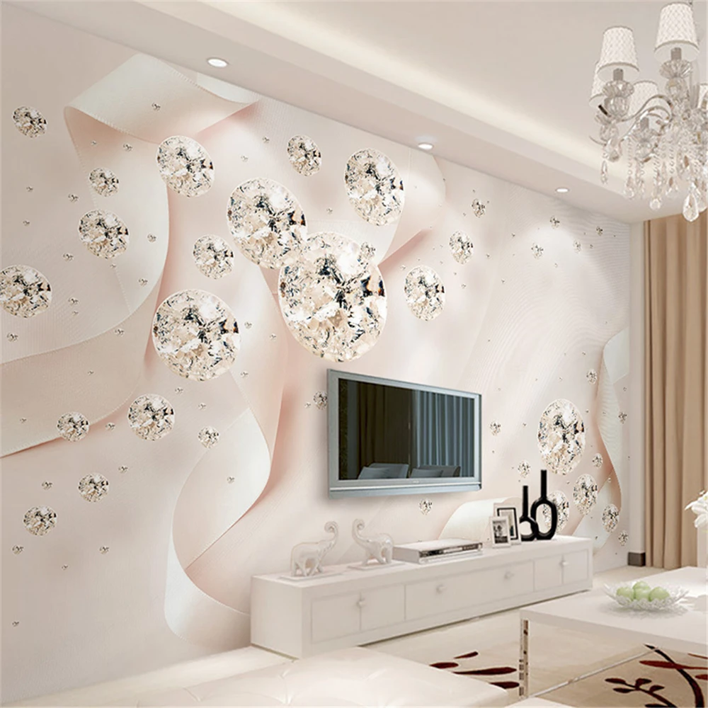 custom Modern Silver white jewelry WallPaper Romance Luxury Wall Covering BedRoom Mural Background photo art Diamond Wall papers