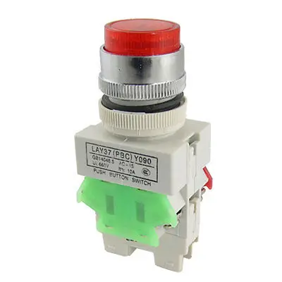 AC 220V Light Red Sign Latching Emergency Stop Push Button Switch Self Locking