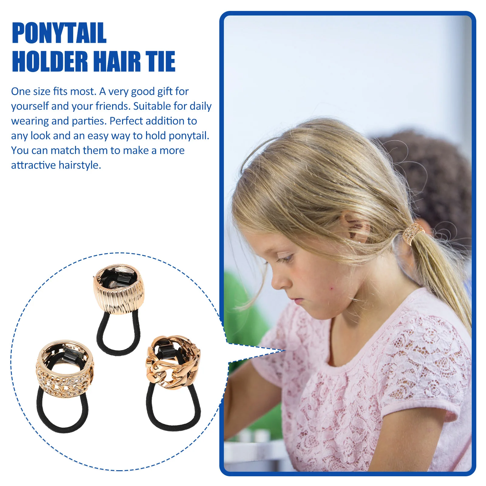 6pcs Electroplated Ponytail Holder Hair Cuff For Women Girls Daily Wear Replacement Durable Unique Design Hair Tie Band Buckle