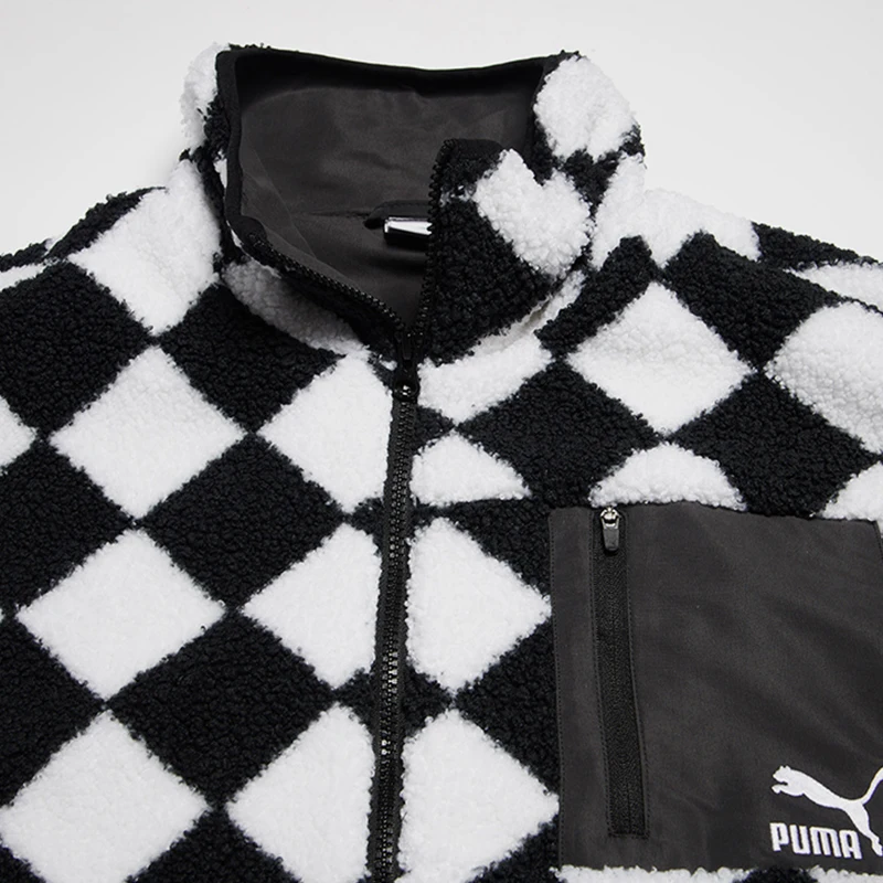 Puma genuino sport da uomo e da donna stile scacchiera alla moda e casual caldo colletto rialzato giacca con cerniera 621891-01