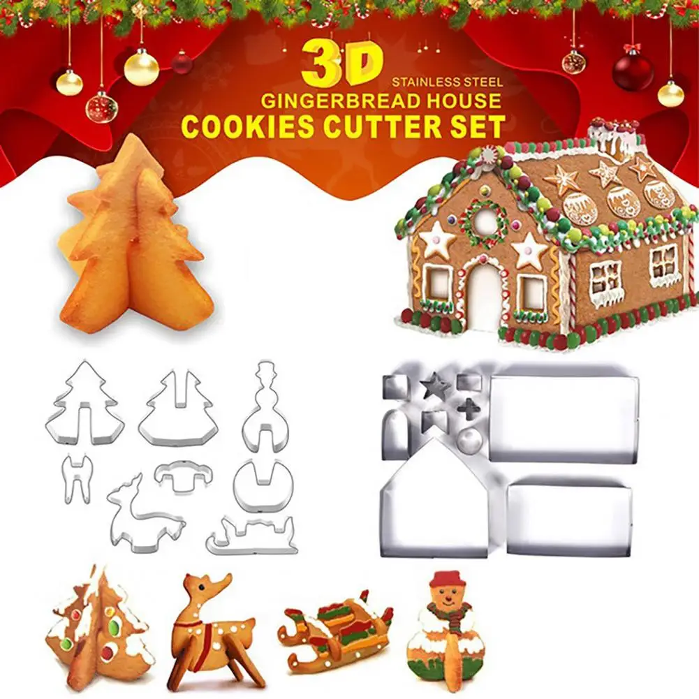 Festive Cookie Baking Accessory Christmas Cookie Cutter Holiday Cookie Cutter Set with Various 3d for Christmas for Baking