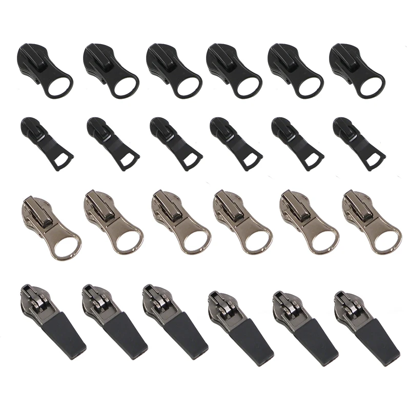 20/30Pcs Waterproof Zipper Slider for Nylon Zips Tape Coat Bag Zippers Pulls Pocket Closure Reverse Zip Pullers DIY Repair Kits