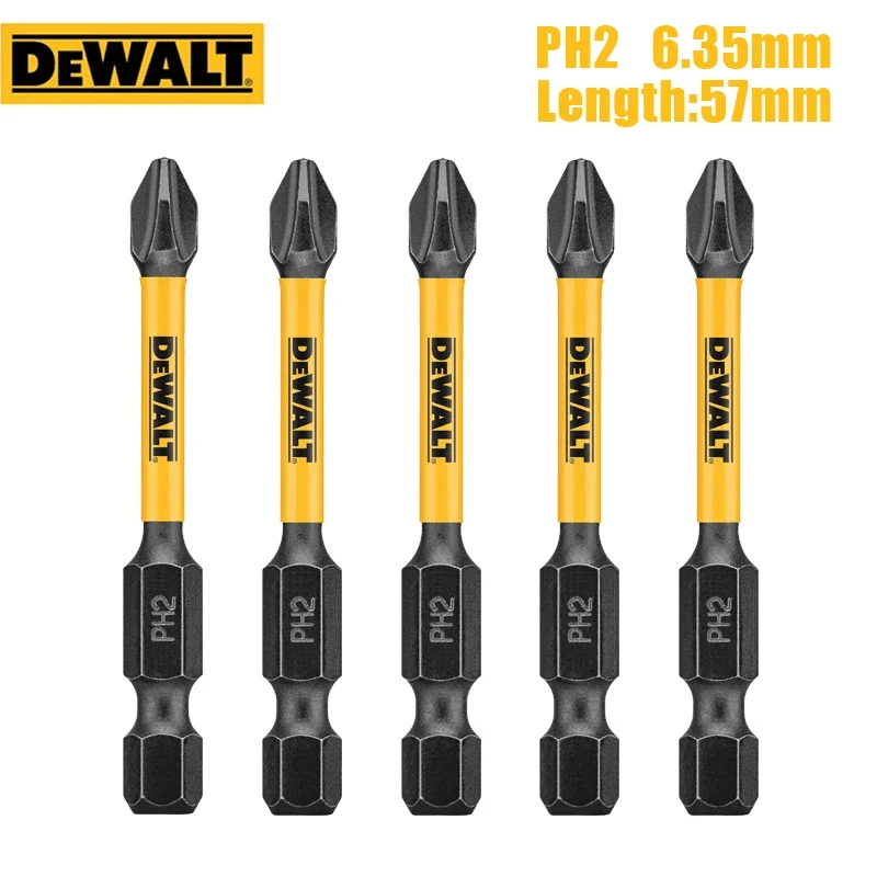 DEWALT PH2 25mm 57mm 63.5mm cacciavite elettrico Bit trapano avvitatore a percussione a lunga durata lavorazione del legno utensili elettrici originali Set di teste