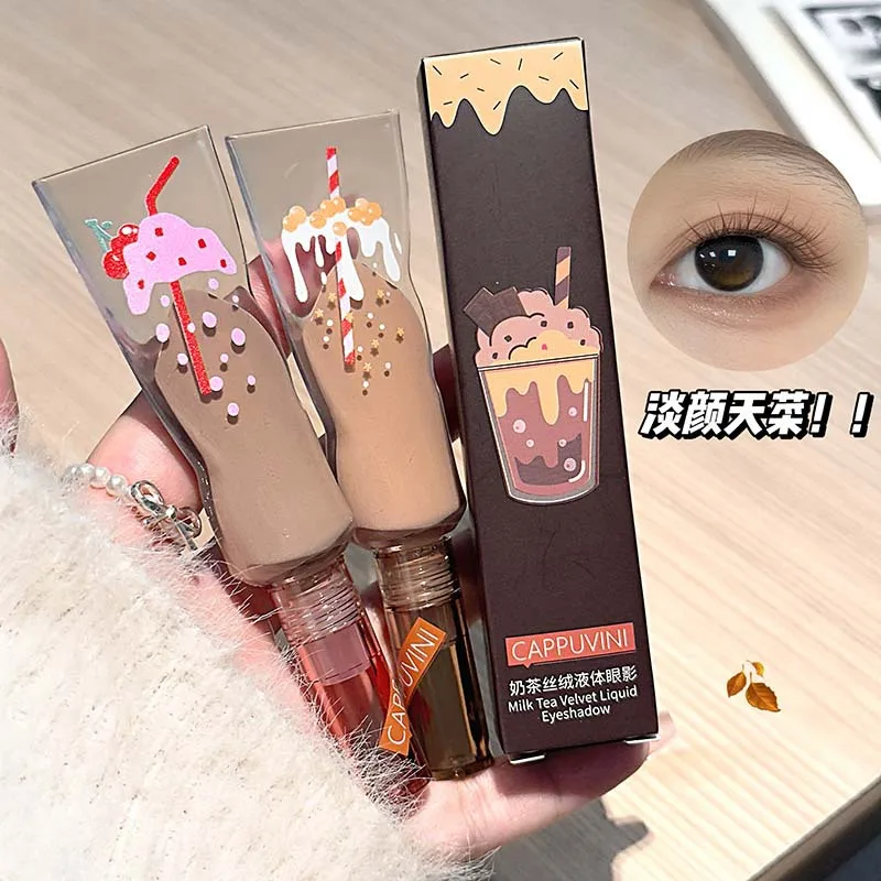

Cappuvini Milk Tea Velvet Liquid Eyeshadow Monochrome Matte Makeup Long-lasting Eyeshadow