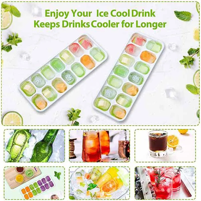 

2Pcs, Bar Ice Mold with Cover, 14 Cell Ice Box, Can Be Stacked with Cover, Easy to Get, Best-Selling