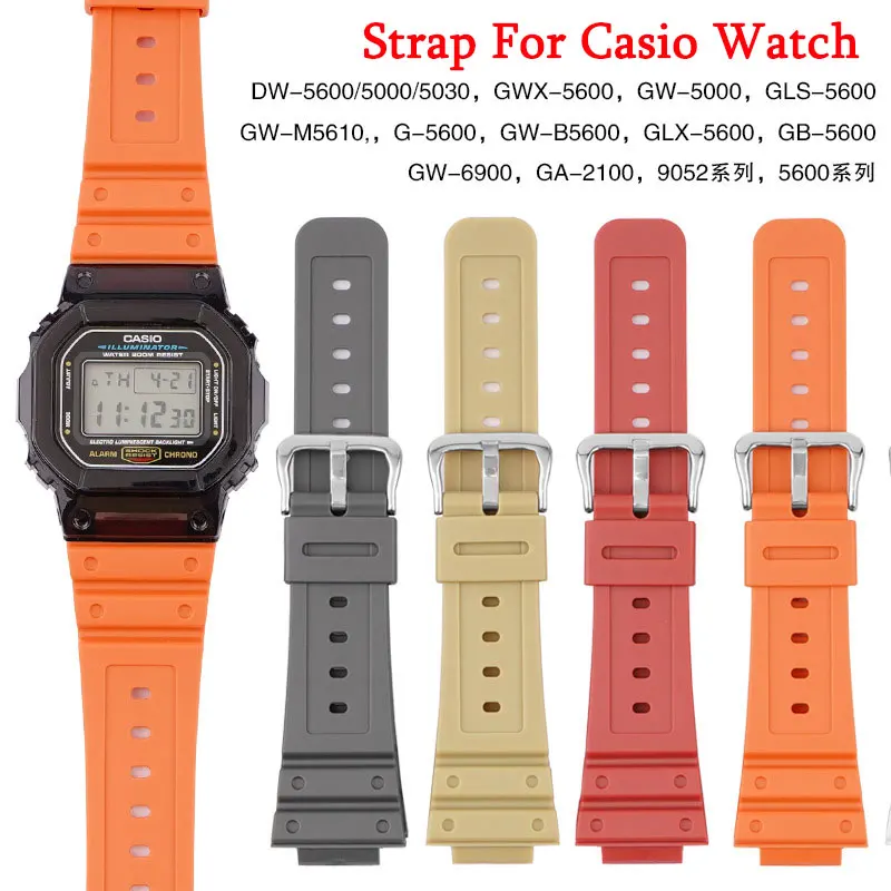 16mm TPU Strap For Casio G-shock DW-6900/GW-M5610/DW-5600E GLS-5600 GW-5000 Replace Watch Band Waterproof Wristband Accessories