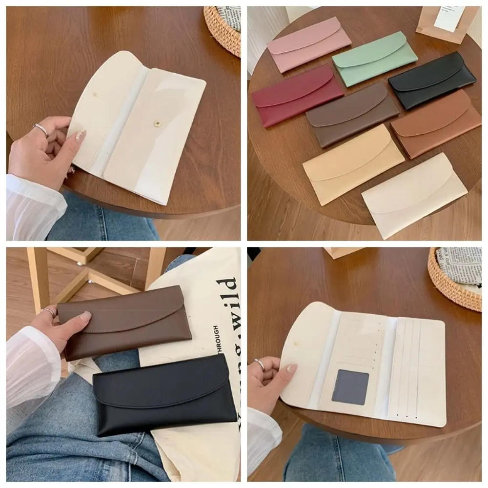 

Ins PU Leather Envelope Wallets Portable Multifunctional Women Long Clutch Bag Coin Purse Korean Style Change Bag Female