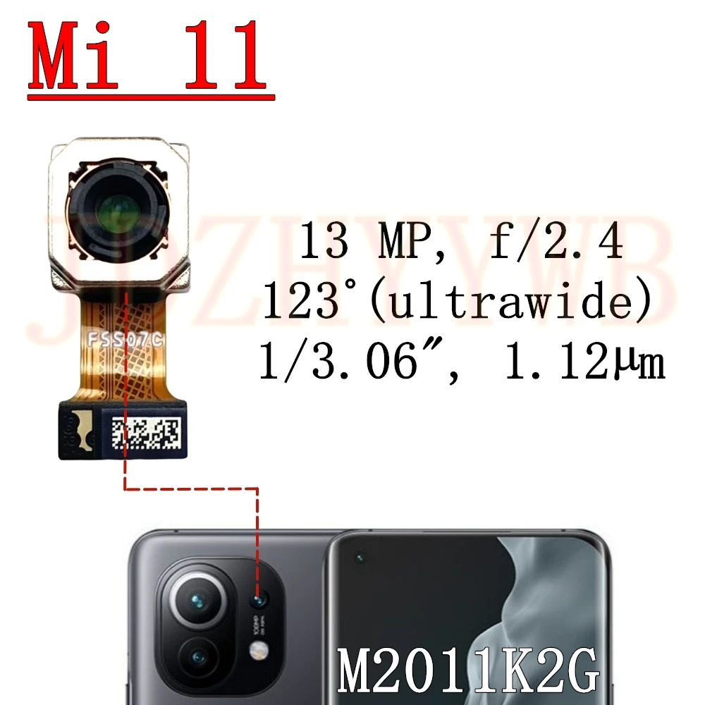 Front Rear Camera For Xiaomi Mi 11 Mi11 M2011K2G Frontal Selfie Facing Main Wide Back Camera Module Flex Cable Replacement