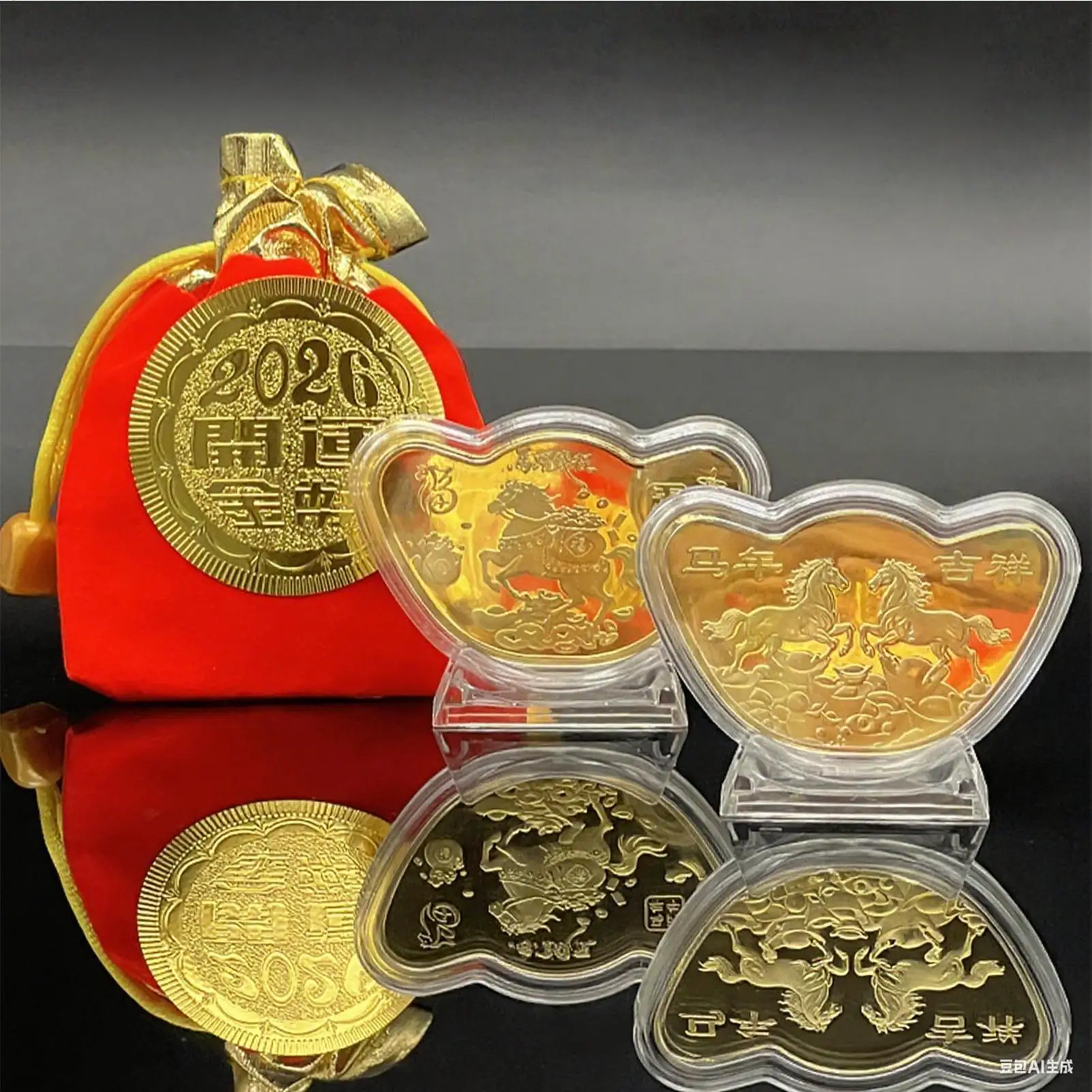 Collectible Coin Chinese Luck Coin Blessing Charm Souvenir For Kids Collector Decoration Adult Men Women New Year Party Favor