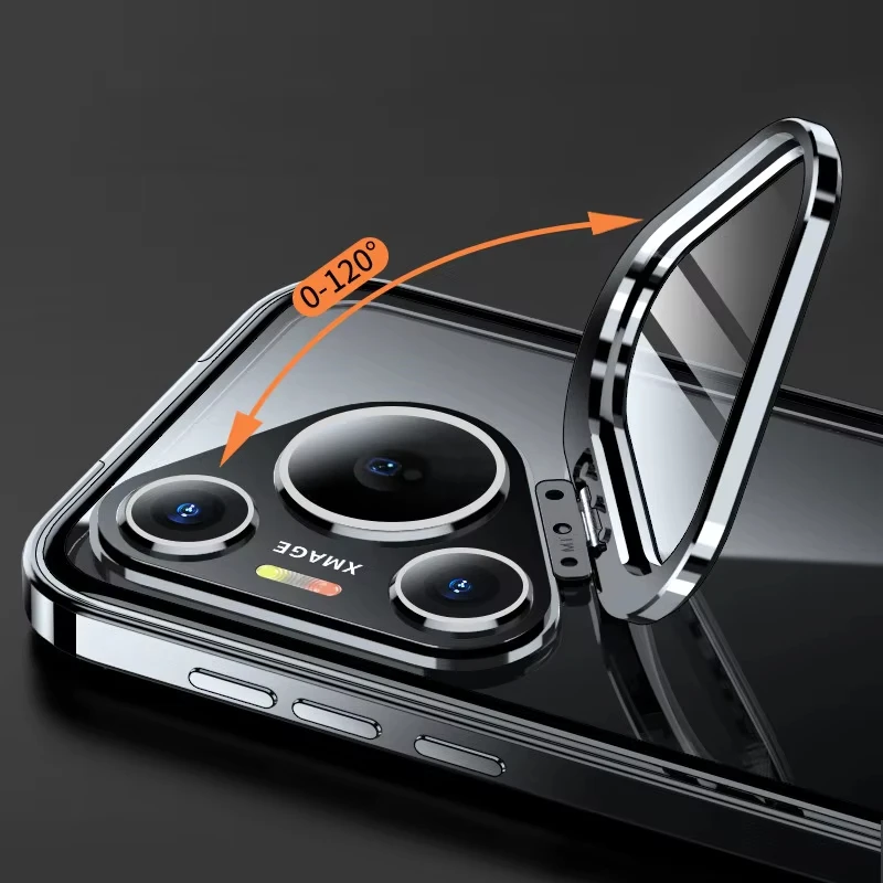 Luxury Aluminum Alloy Bumper For Huawei Pura 70 Pro Ultra Strong Frame Camera Ring Glass Snap buckle Holder Bracket Armor Cover