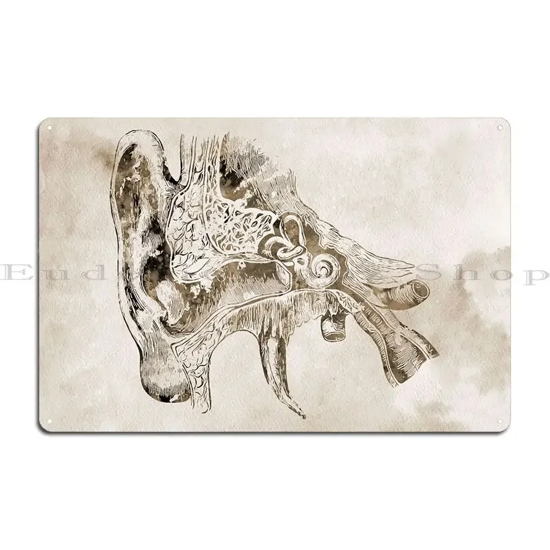 Human Ear Metal Plaque Poster Print Garage Kitchen Living Room Decoration Tin Sign Poster