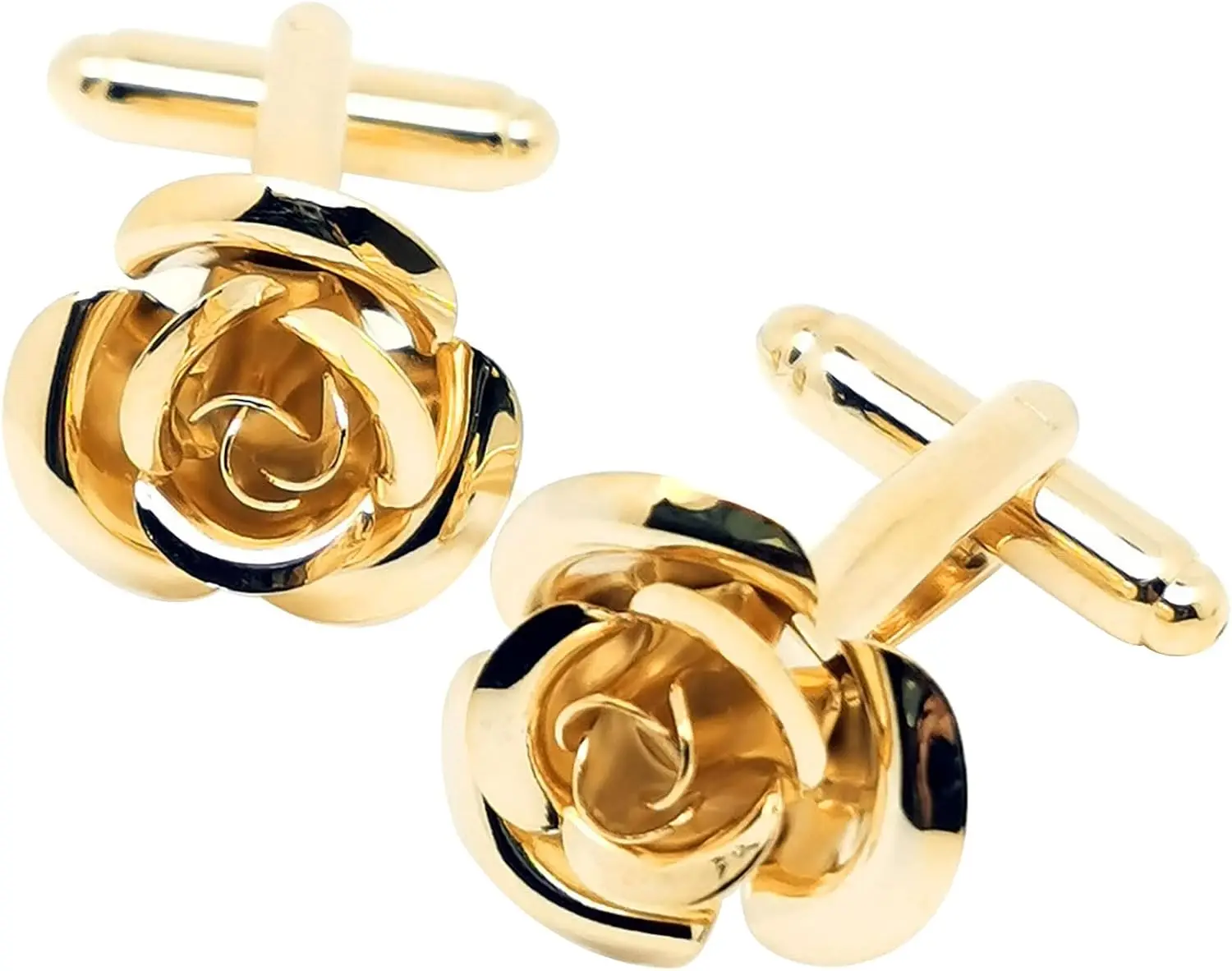 

Rose Gold Flower Shape French Shirt Cufflinks Stainless Steel Tuxedo Cuff Links Buttons Gift Box