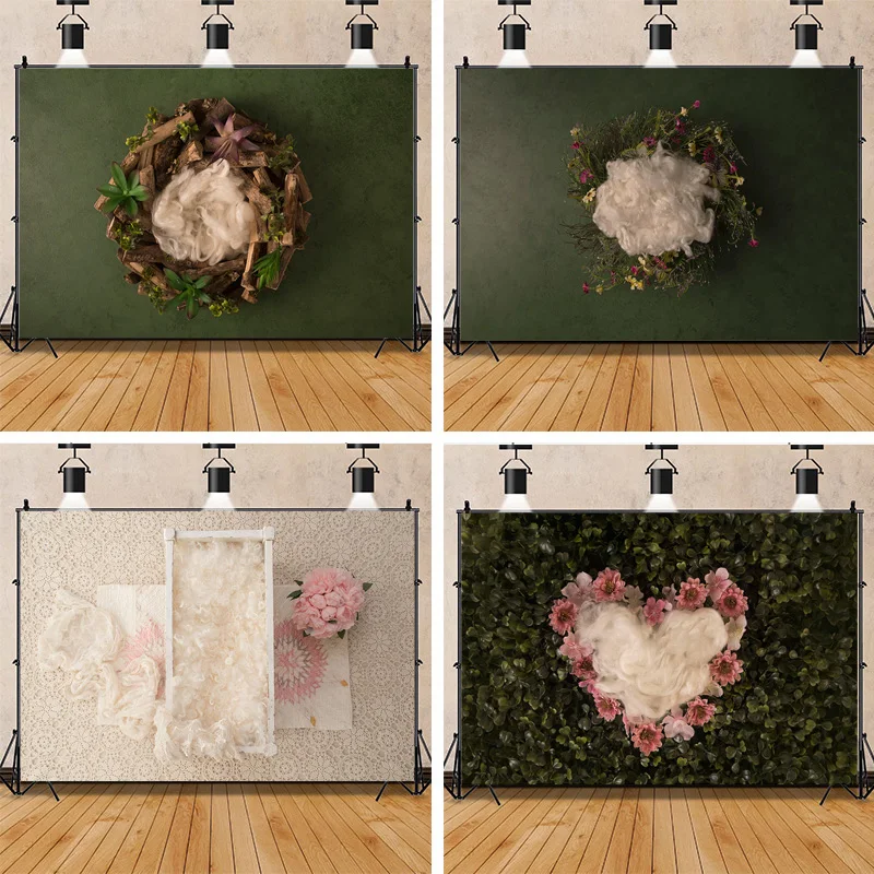 

Neonatal Portrait Photography Background Flowers Swing Birthday Art Background Baby Photo Gallery Props BG-10