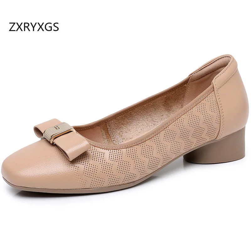 

ZXRYXGS элегантная модная обувь из воловьей кожи с бантом, женская обувь на низком каблуке, осень 2021, удобная дышащая модная обувь большого размера