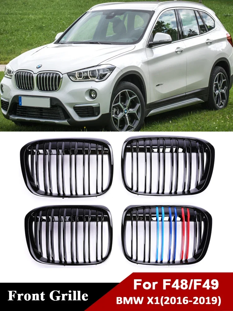 Front Kidney Bumper Grille Golss Black Facelift M Color Grill Cover For BMW X1 Series F48 F49 2016-2019 SDrive20i SDrive18i