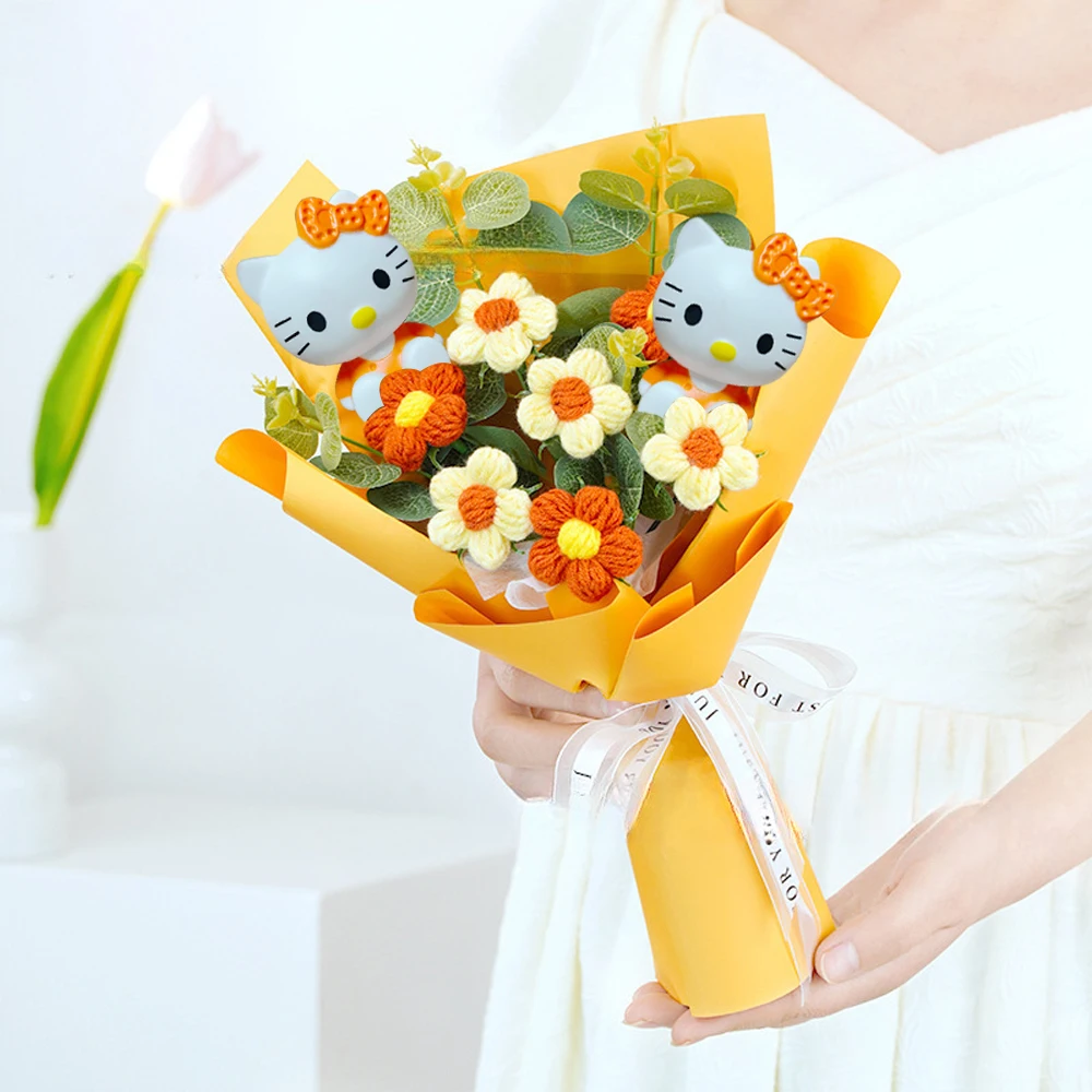 Sanrio holds a bouquet of Hello Kitty realistic daisies. Hello Kitty Mother's Day Gift Teacher's Day Gift Valentine's Day Gift H - view 2