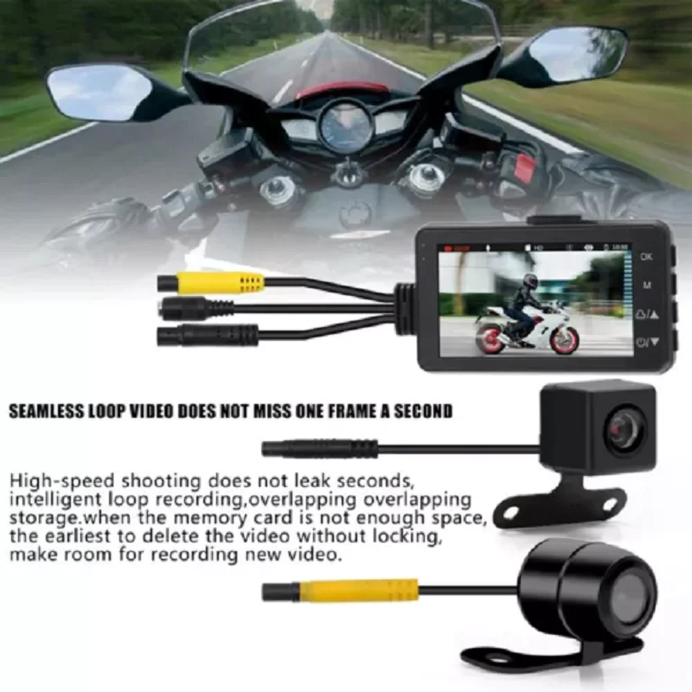 Motorcycle Scooter DVR Front+Rear View Camera Dash Video Recorder G-Sensor 3.0