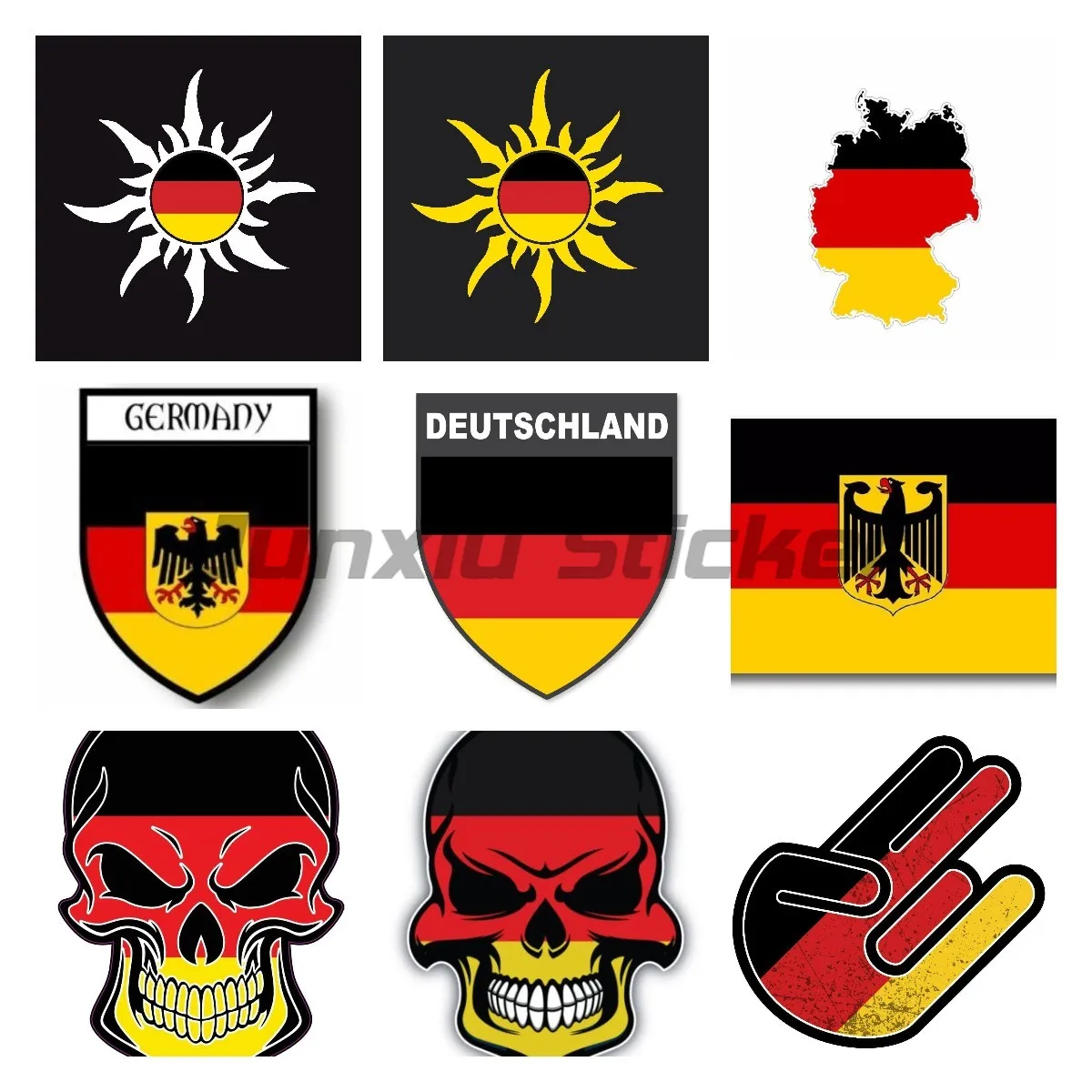 

German Flag Car Sticker Flexible Decal Accessories Vinyl for Mobile Phone Laptop Waterproof Decal