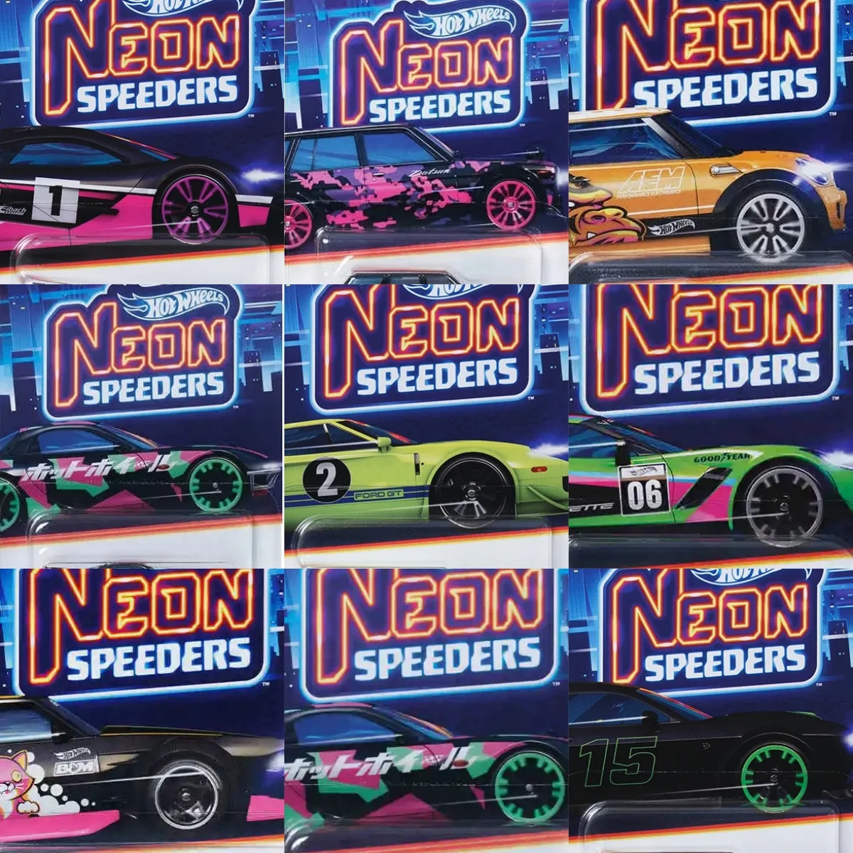 

Набор литых под давлением автомобилей Hot Wheels Neon Speeders Series 8, масштабная модель Mazda RX-7 Datsun 510 B C D, коллекционная игрушка, подарок на день рождения